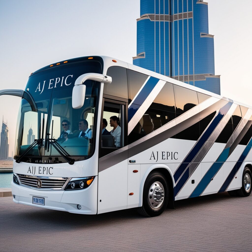 Group boarding a bus in Dubai for a city tour