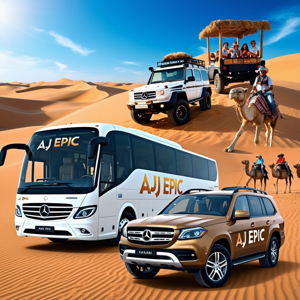 Luxurious Mercedes bus for desert safari in Dubai 